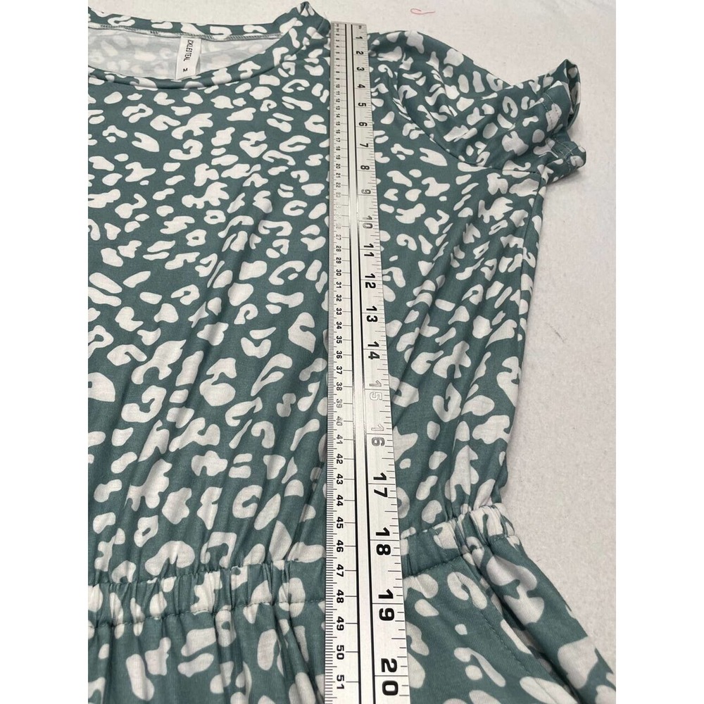 Tickled Teal Roxanne Dress Medium Cheetah Leopard Elastic Waist Short‎ Sleeve - Picture 10 of 12